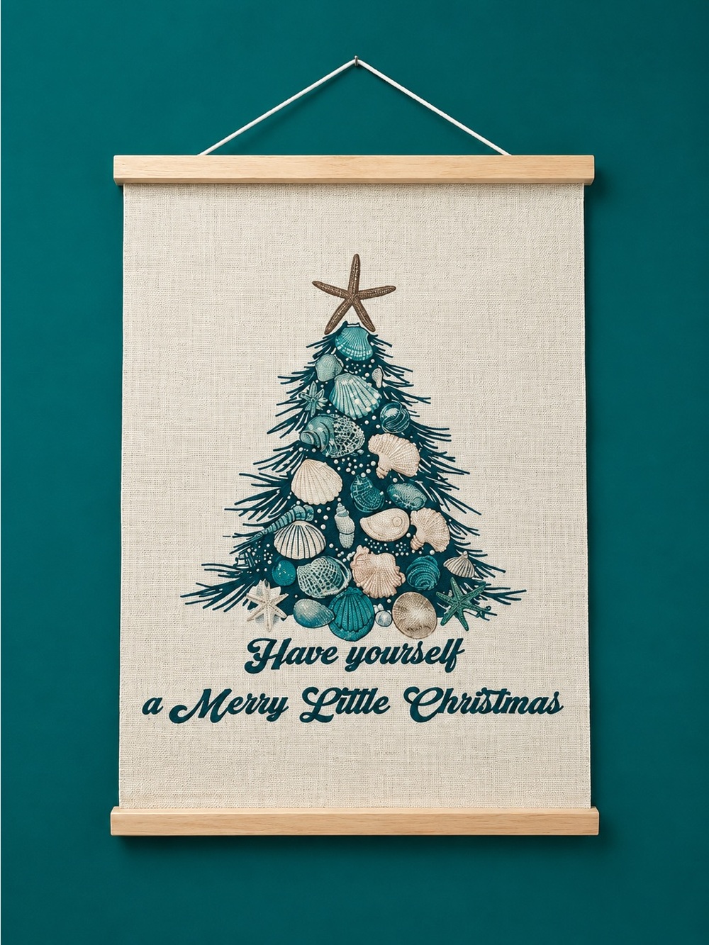 Coastal Teal 'Have Yourself a Merry Little Christmas' Wall Hanging NWT